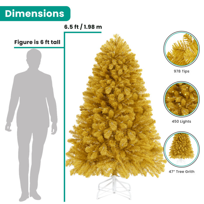 The Holiday Aisle® Traditional Gold Christmas Tree with Lights, Tree